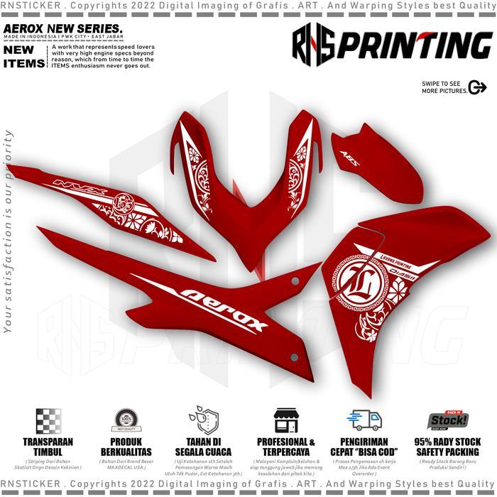 ARV12 Cutting Sticker Striping Variasi Aerox New 2021-2025 Striping Transparan Aerox Batik Simple