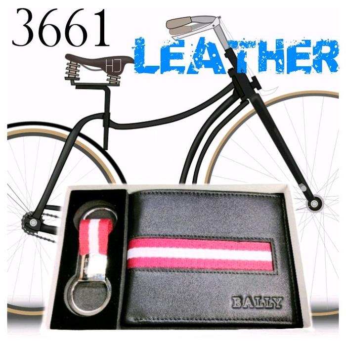 BALLY DOMPET SET GANTUNGAN KUNCI DOMPET LIPAT KULIT UNISEX 3661 LEATHER