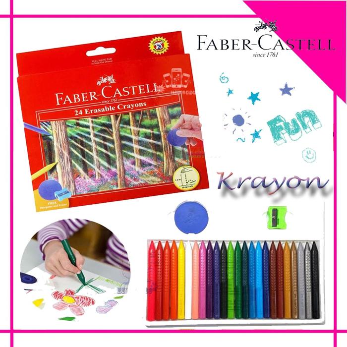 Erasable Crayon 12 Warna & 24 Warna Faber Castell ( Crayon Bisa Dihapus ) Erasable Crayons 24 Warna 