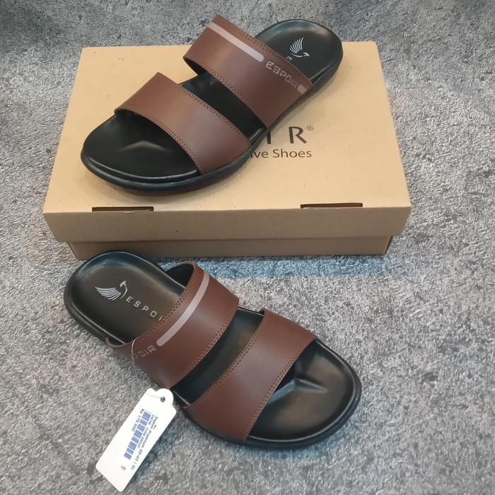 SANDAL PRIA SLIDE ESPOIR PREMIUM SANDAL PRIA 2 BAN SANDAL PRIA COKLAT TERBAIK SANDAL KULIT SELOP PRI