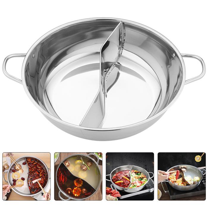 Hot Pot Divider Lid Stainless Steel Shabu Shabu Pot Induction Cooktop