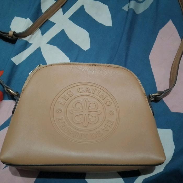 Sling bag les catino warna coklat  wanita medium cantik Cewek