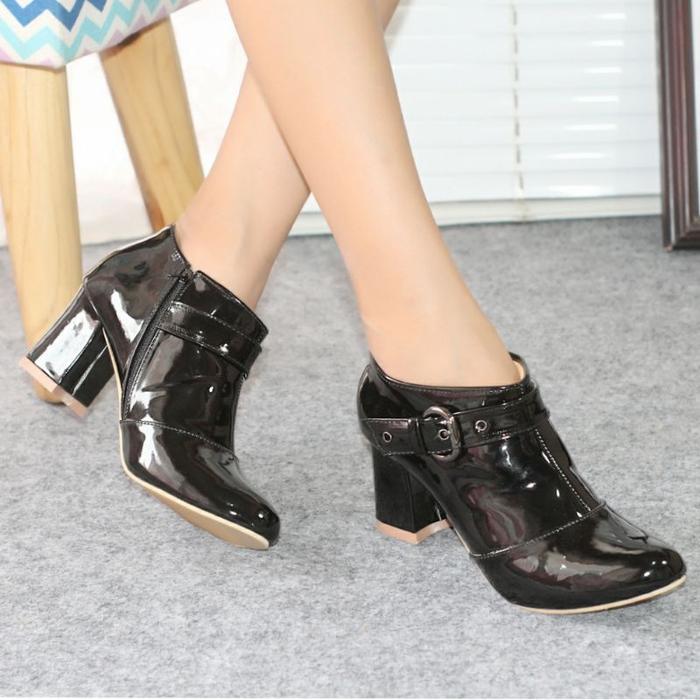 Csx Sepatu Boots Wanita Hils Glossy Hak 7cm