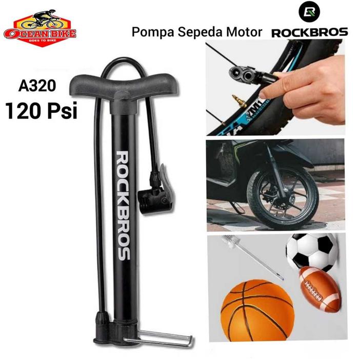 ROCKBROS Pompa Ban Motor Sepeda Bola Portable Pump Angin A320 120 Psi