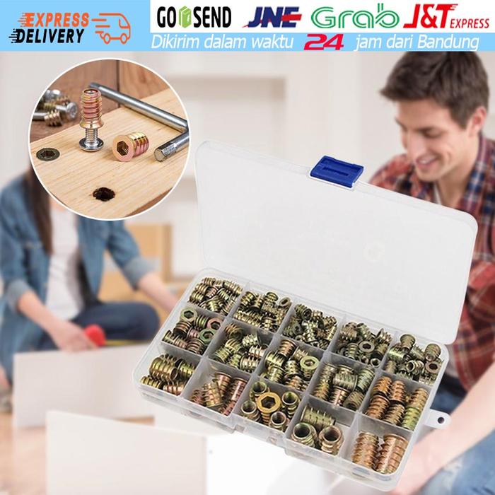 230PCS Mur Nanas Kayu M4 - M10 Mur Tanam Knockdown Insert Nut Kit Mur Furniture