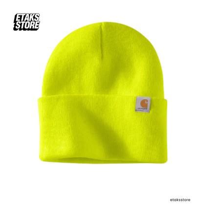 Kupluk Carhartt- New Knit Cuffed Beanie Small Logo Brite Lime | Headwear Workwear Beanie| Import USA