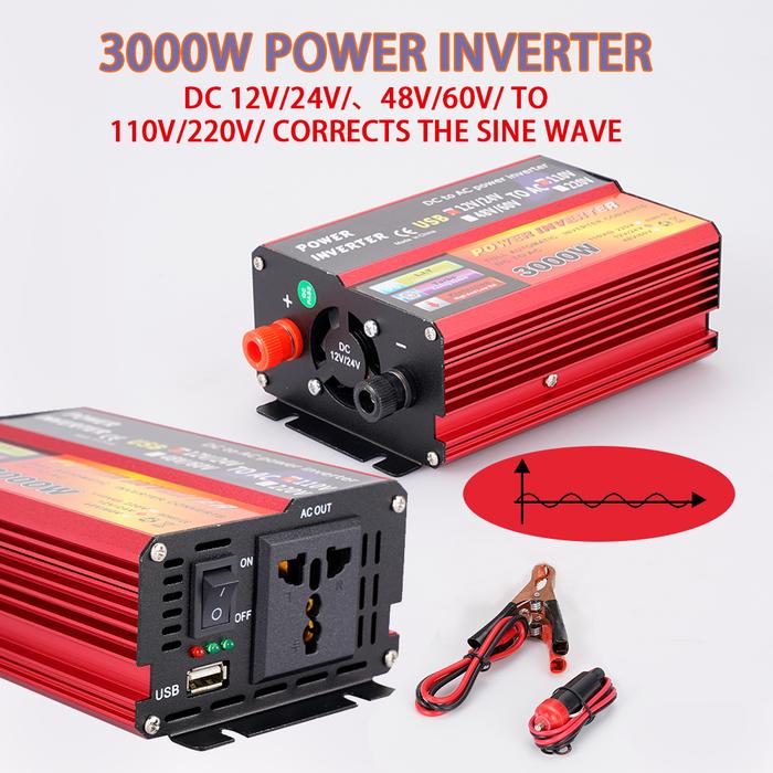 3000W Peak Solar Inverter 12V 220V Voltage Converter Transformer DC