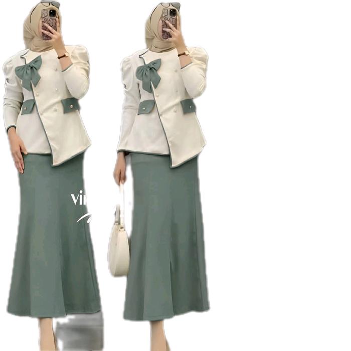 dinda set new collection bahan knit Dress wanita muslimah Gamis baju midi muslim gaun lebaran oneset