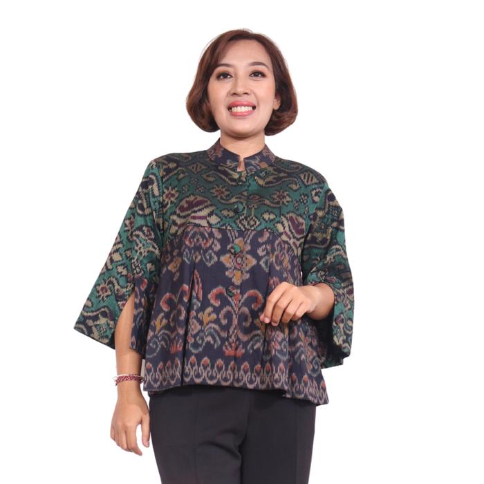 Blouse Tenun Ikat Endek Alam, Blouse Formal, Blouse Wanita, Pakaian Kerja Tenun, Baju Elegan Formal