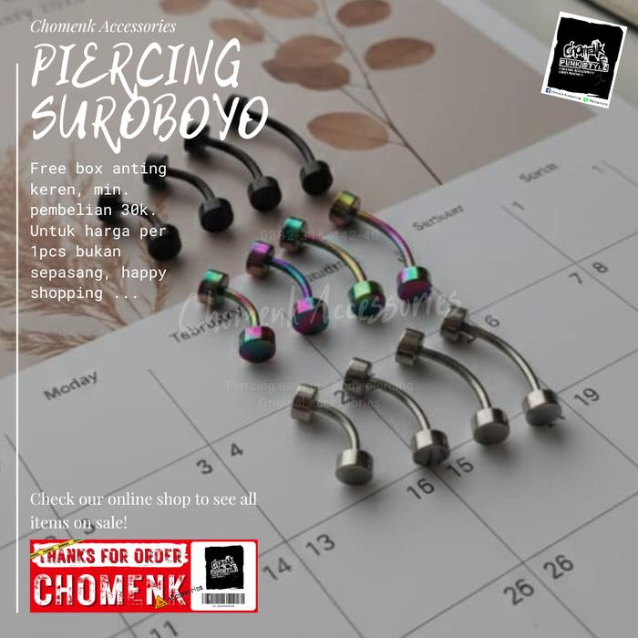 Tindik Alis Tindik Pusar Anting Tindik Pria Curved Barbell Banana Roda Hitam Titanium Steel – Pierci