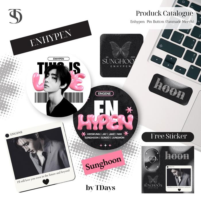 Pin/Bros Enhypen 1 Set Free Sticker _ Pin Kpop Enhypen BTS Aespa Seventeen The Boyz Treasure NCT Dre