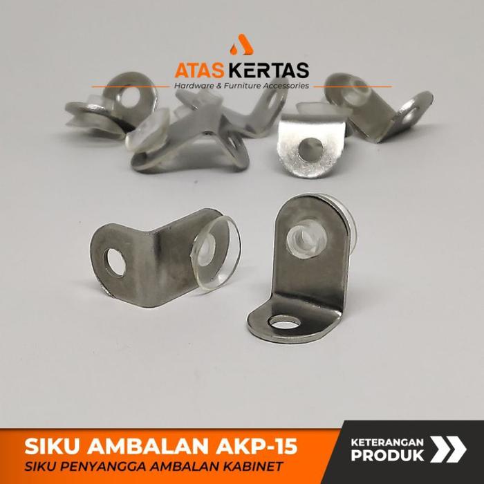 AKP15 plat siku ambalan kaca kabinet - plat siku ambalan penyangga sekat kabinet