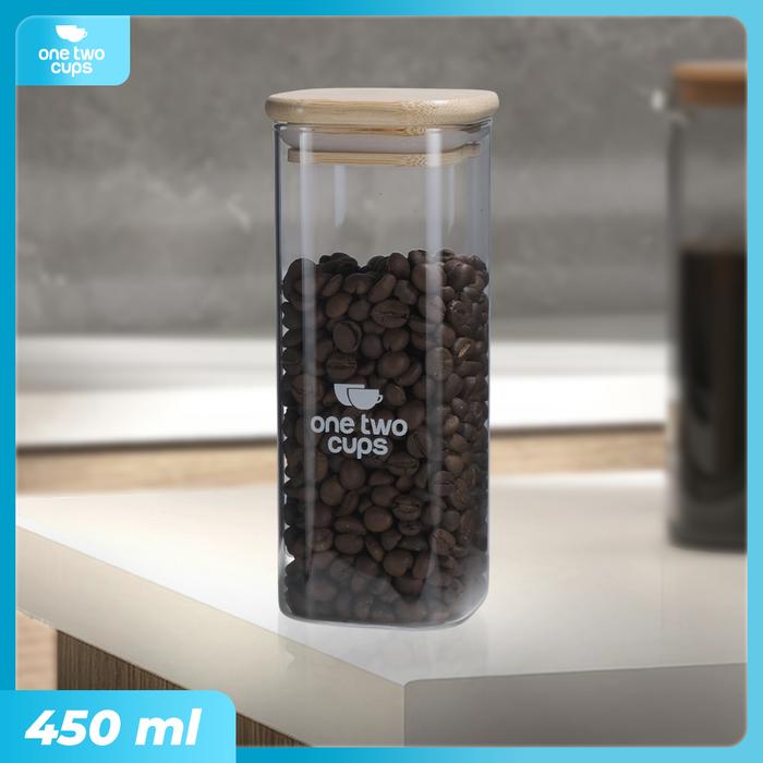 One Two Cups Toples Kaca Penyimpanan Makanan Kedap Udara Storage Jar 450ml - HC1019