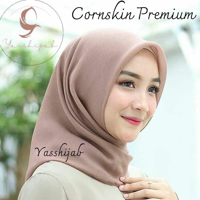 (Free Gift) Jilbab Hijab Segiempat Corn Skin