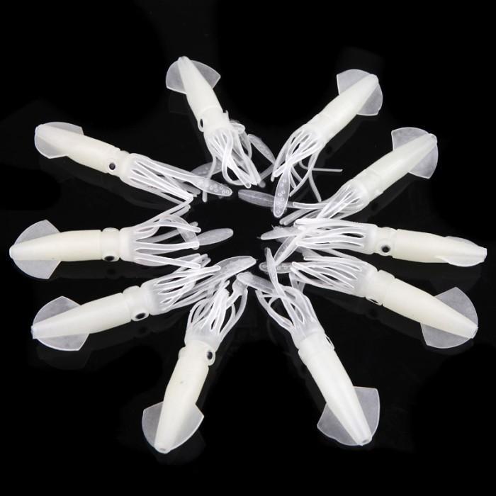 Umpan Pancing Ikan Glow Mata Kail Mancing Laut Soft Lure Bentuk Cumi