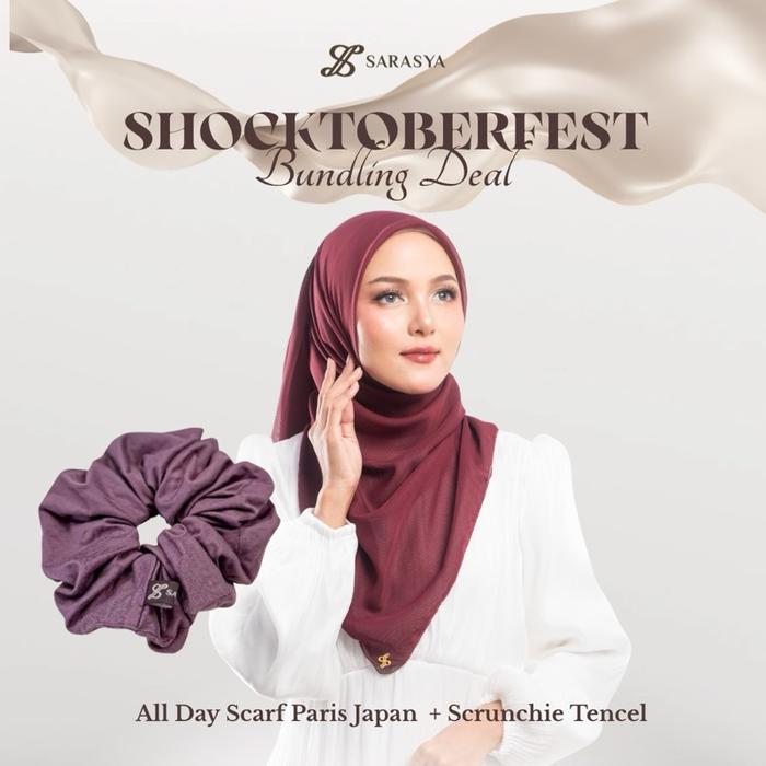 Sarasya - ShocktoFest Bundling Deal | All Day Scarf Paris Japan + Scrunchie Tencel