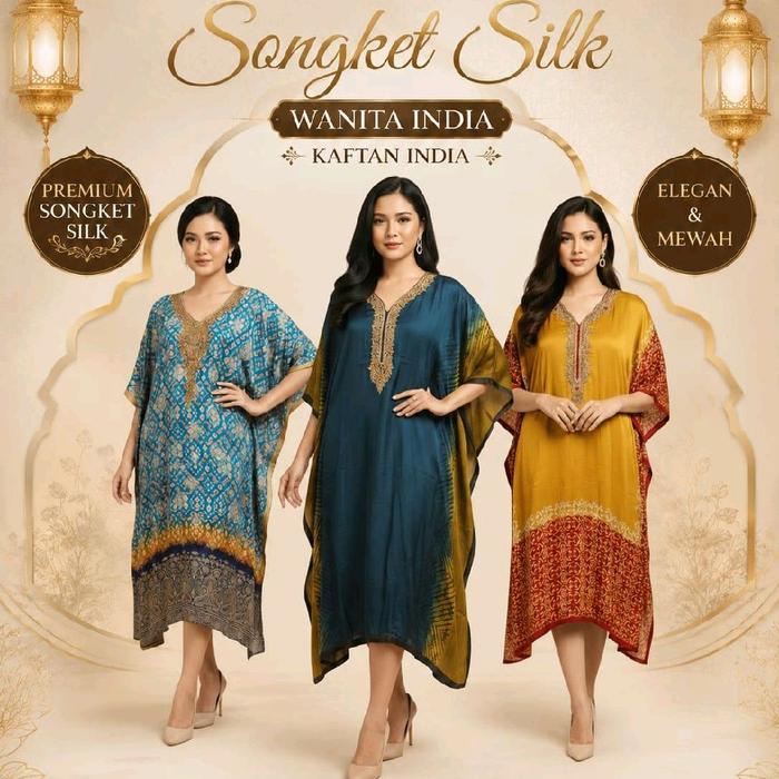 kaftan tunik songket silk Wanita india - kaftan india
