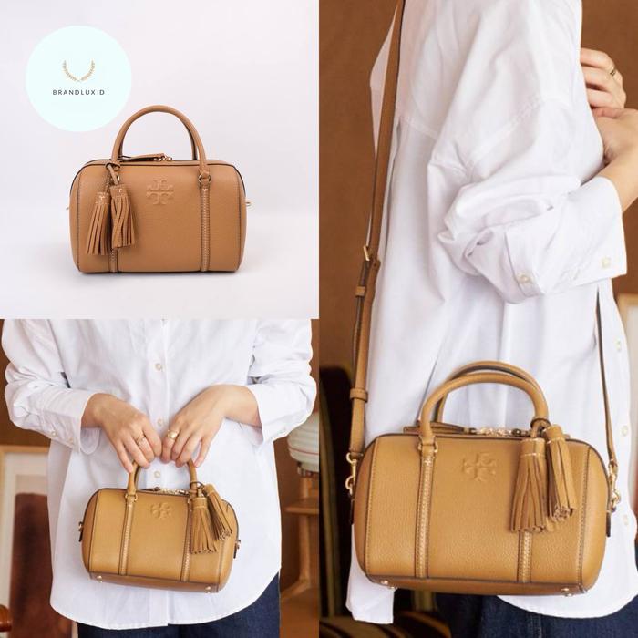 TORY BURCH TB THEA SMALL LEATHER SATCHEL CROSSBODY IN TIRAMISU