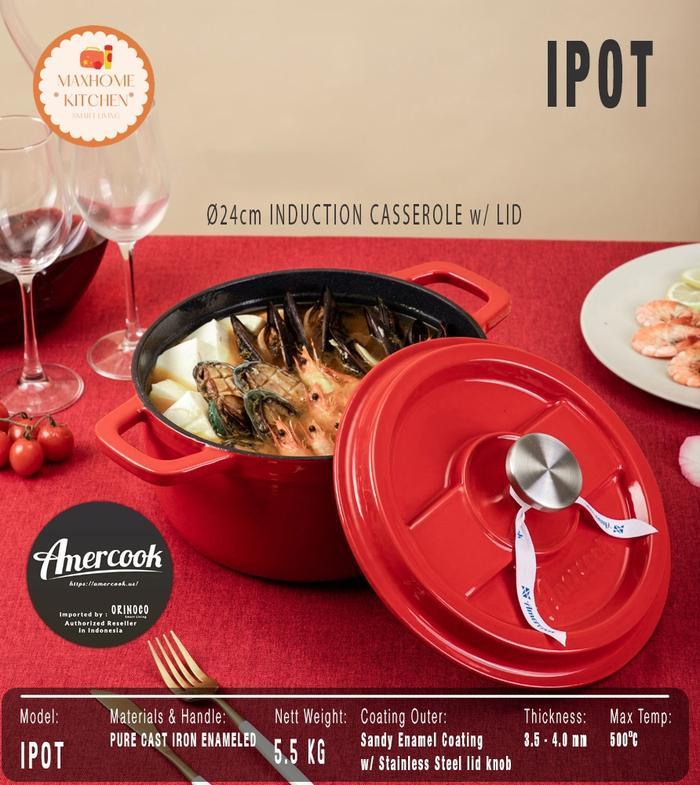 Amercook Panci Soup Cast Iron Enamel Casserole Ipot Series 24Cm Besi