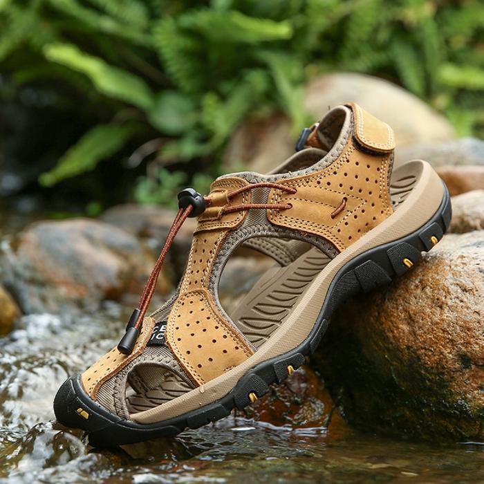 Eiger - Handmade Sandal Hiking Gunung Pria Original Sendal Kulit Asli Cowok Bernapas Musim Panas Out