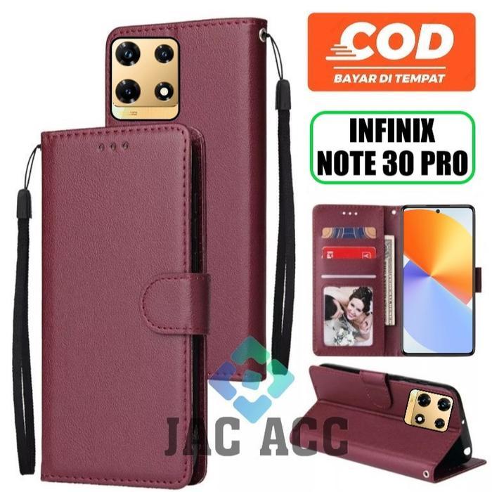 NEW DOMPET HP PREMIUM UNTUK INFINIX NOTE 30 PRO NEW 2023 LEATHER FLIP WALLET CASE SARUNG BUKU HP INF