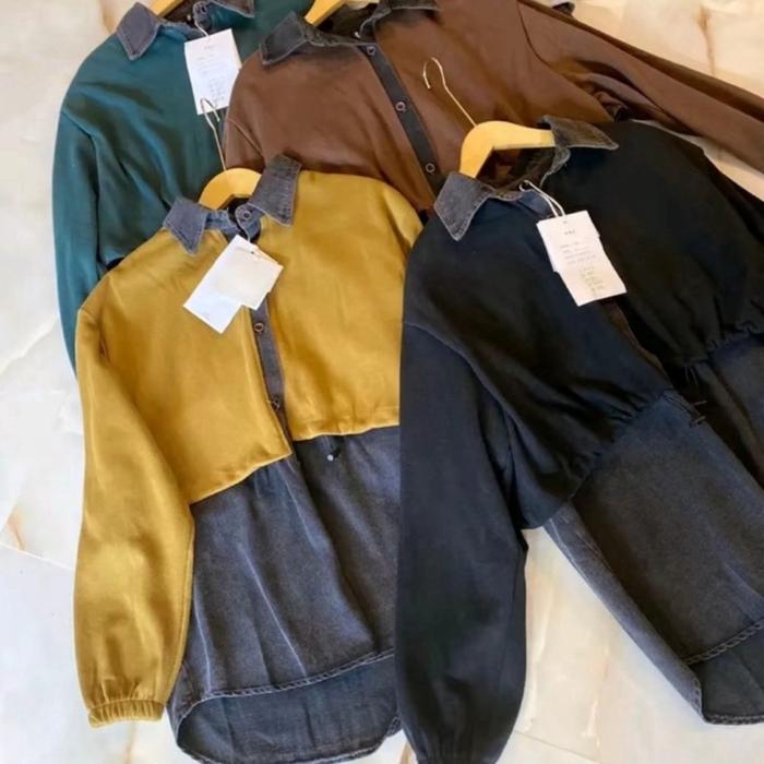 KEMEJA JEANS MIX KAOS PREMIUM CINA