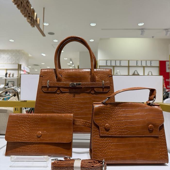 Tas Wanita Handbag 3 in 1 Bellezza 25161 Original Depstore Ori Mall Tas Jinjing Selempang Croco Glos