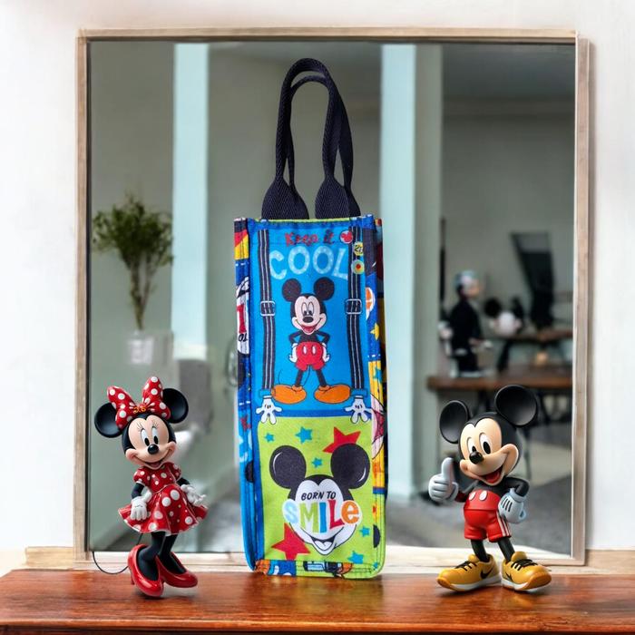 Tas Tumbler Mickey Mouse Ukuran 10 x 10 x 25 Cm - Tas Botol 1 Liter Motif Karakter Lucu