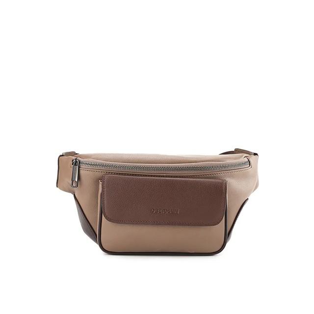 Obermain Tas Pria JUSTIN WAIST BAG-L Beige OBC1124BG Pinggang Classic Minimalist Earth Tone Leather 