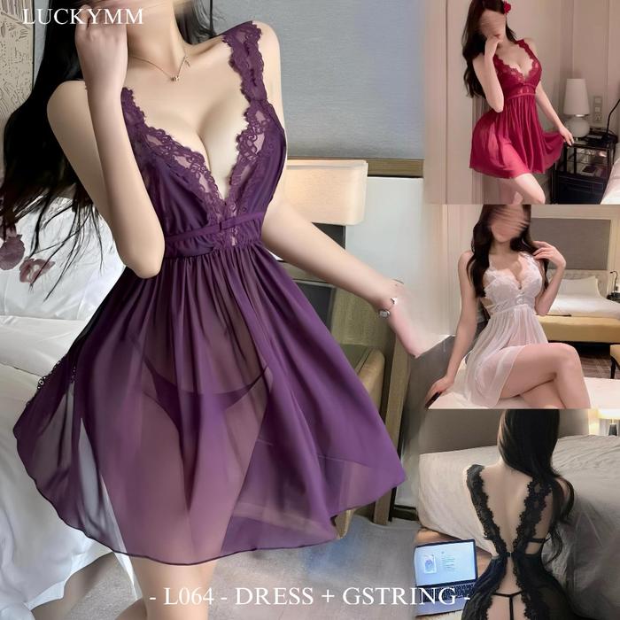 COD Sexy lingerie / Baju tidur sexy wanita / Lingerie seksi baju tidur dewasa bigsize transparan 64 