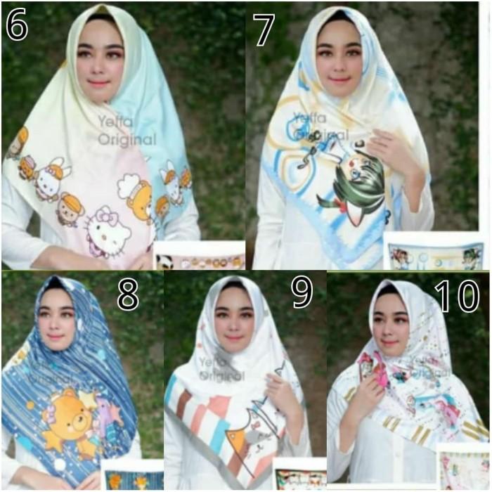 SEGI EMPAT MOTIF KARTUN/JILBAB YEFFA/KERUDUNG SATIN CIBU/HIJAB ANAK S4