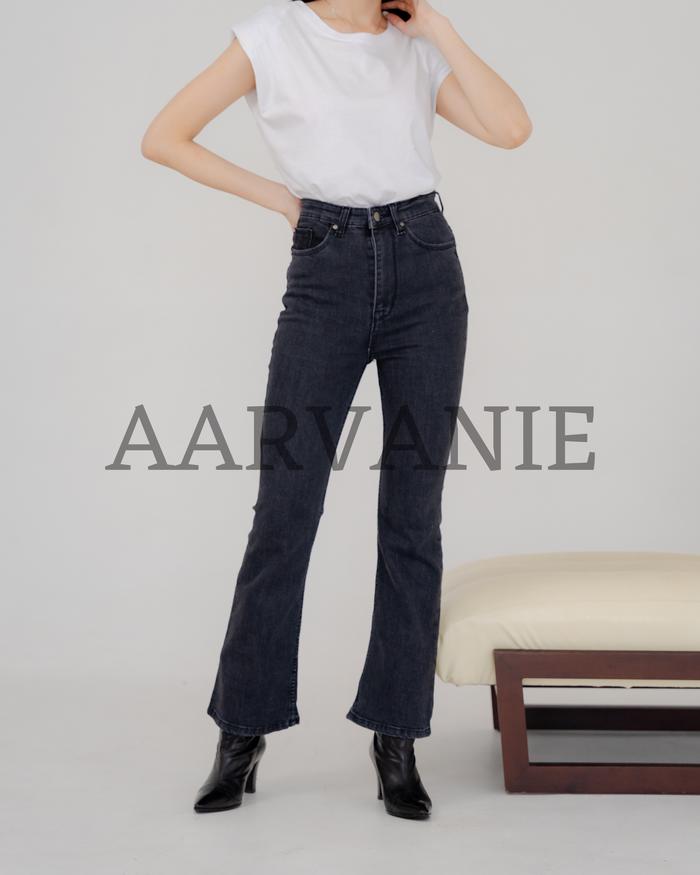 [AARVANIE FASHION] Celana Jeans Wanita Praha Cutbray Dark Grey