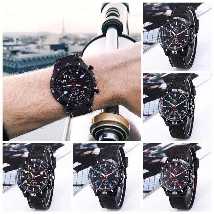 WL Jam Tangan Pria Sport GT Chrono Grand Touring Korean Fashion Quartz Sillikon Rubber Analog Watch 