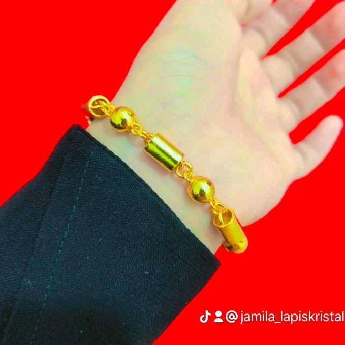 Gelang Merica Bambu diLapis Emas Asli 24karat diBalut Kristal Premium
