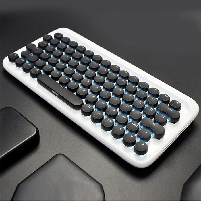 Keyboard Mesin Tik Keyboard Mekanis Retro Lampu Latar RGB Kompatibel