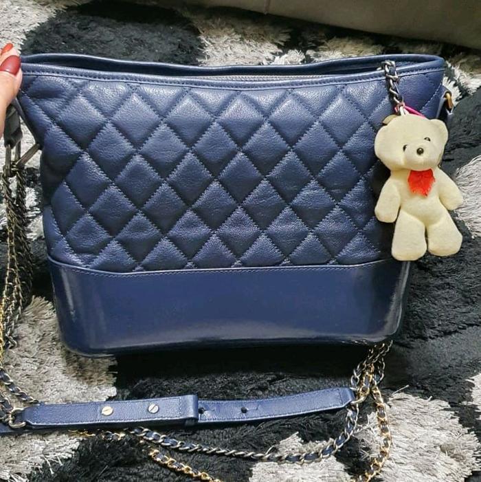 Tas Sling vintage large blue ala chanel