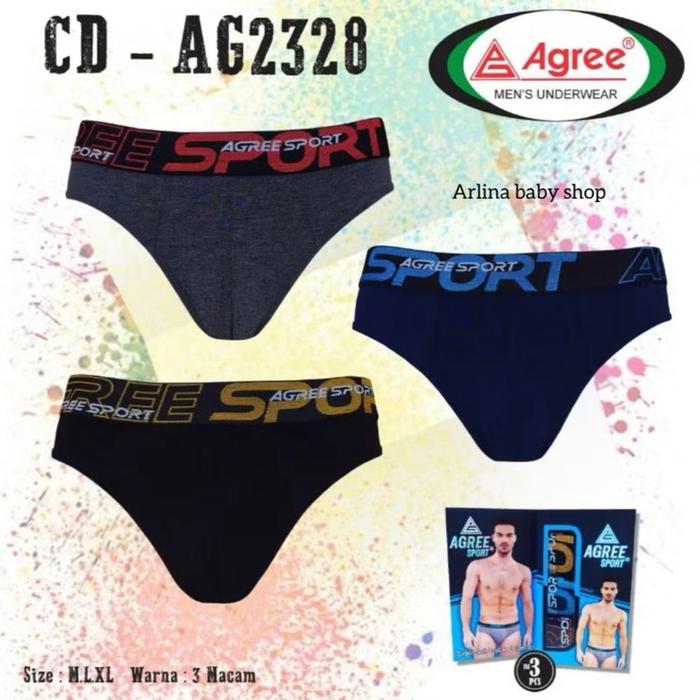 Cd pria Agree sport 2328 karet boxer/isi 3pcs celana dalam agree sport Art 2328/ celana dalam agree 