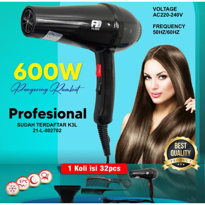 Hair Dryer DF-6600 Pengering Rambut Stylist - Compact Hair Dryer 600W