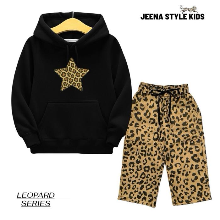 Jeena Style Kids Setelan Hoodie Anak Leopard Series Lengan Panjang & Celana Motif Outfit Kids Kekini