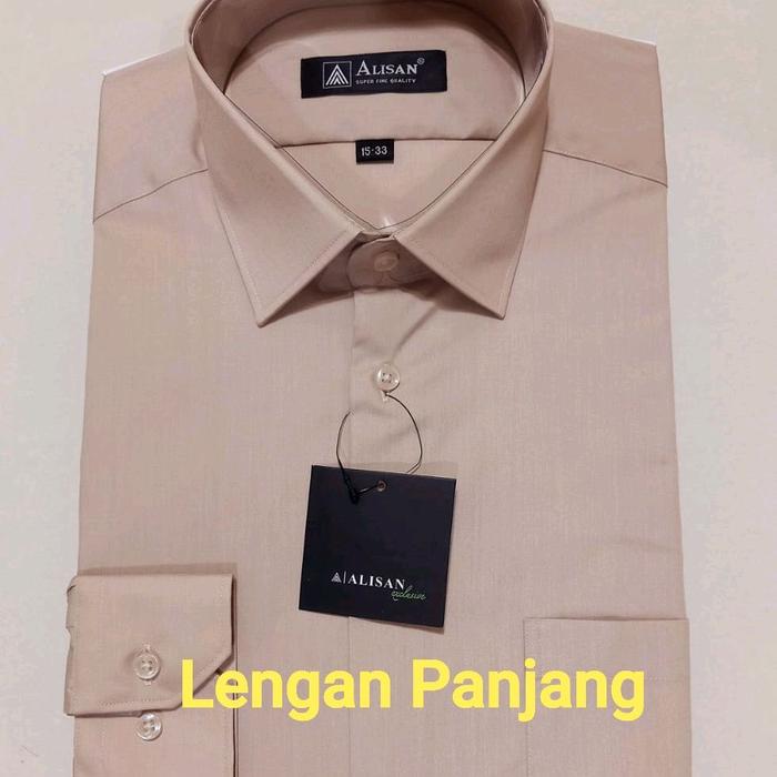 Kemeja Pria Alisan Slim fit Lengan panjang Coklat susu C 1 Casual Formal Basic