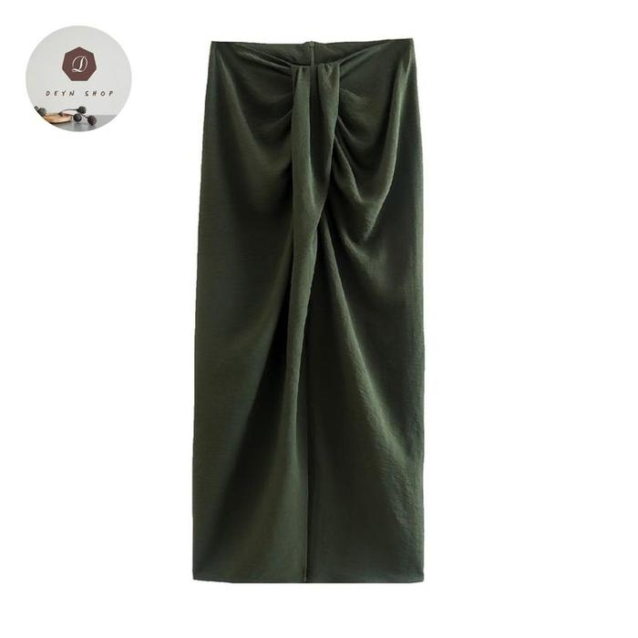 Rok panjang wanita import hijau size L preloved