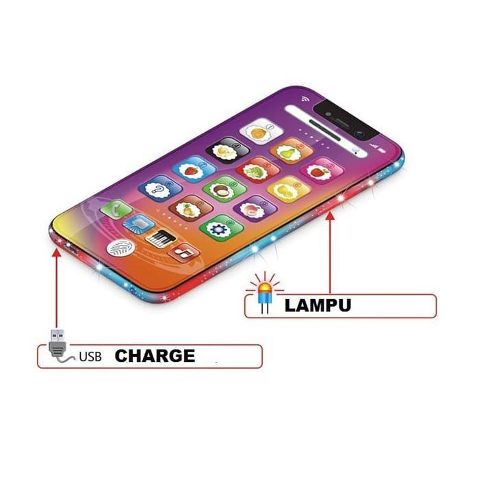 Mainan Anak Bayi Hp Android Handphone Touch Screen Dengan Lampu Led