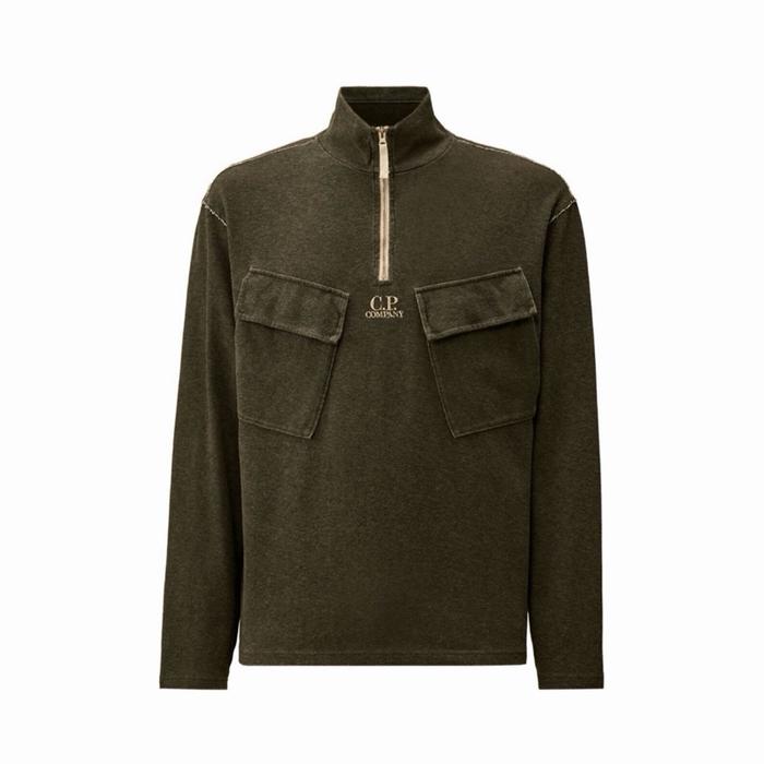 CP Company Grey Heavy Jersey Plated Half Zip Sweatshirt