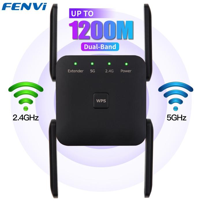 5Ghz AC1200 WiFi Repeater 1200Mbps Router Black WiFi Extender