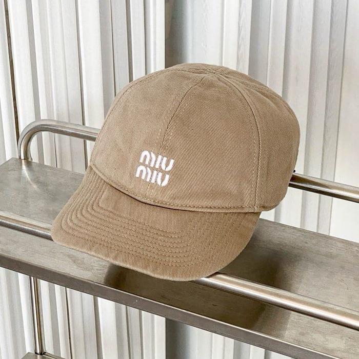 topi Miu Denim Baseball Beige Sz S