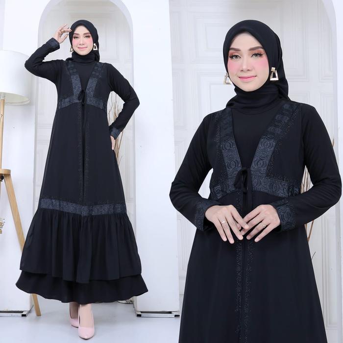 GAMIS ABAYA HITAM TALI TENGAH