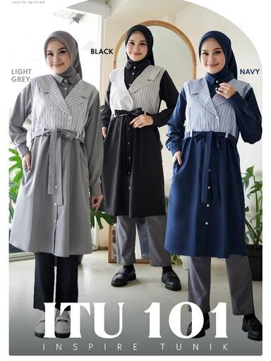 ITU 101 Tunik Nibras by YINS Original Blouse Baju Atasan Wanita Warna Hitam/Abu/Navy Terbaru 2024