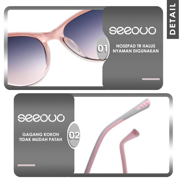 Seeouo Sunglasses Kacamata Lens Anti Uv 400 Anti Silau Model Cat Eye Stylish Frame Tr90 Lentur Dan R