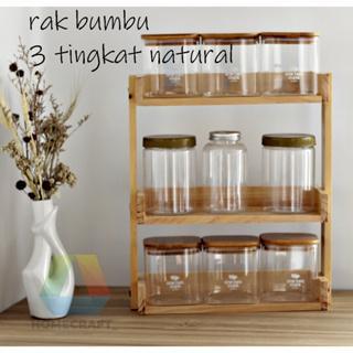 RAK KOSMETIK Ambalan, Rak Bumbu Dapur Natural Kayu Tingkat Serbaguna estetik