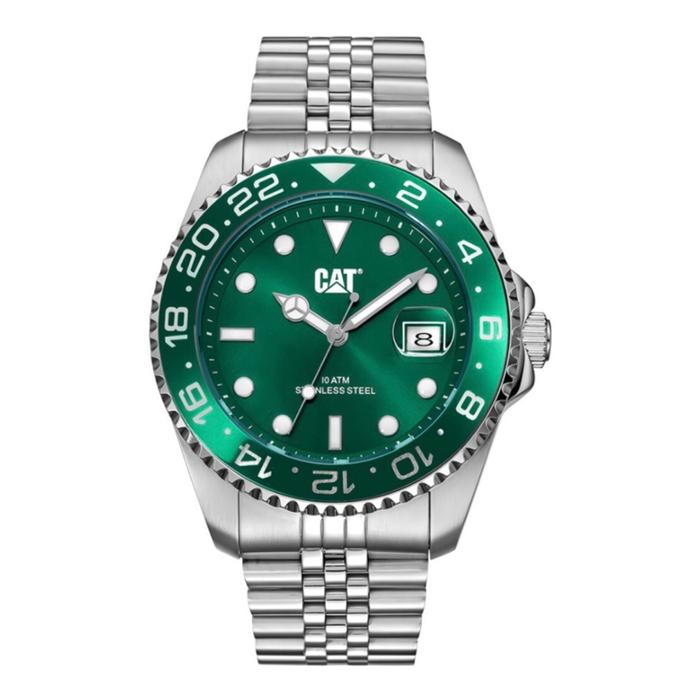 CATERPILLAR CAT AO.141.11.323 Jam Tangan Pria Stainless Steel Tahan Air 10 ATM Tampilan Hijau Elegan